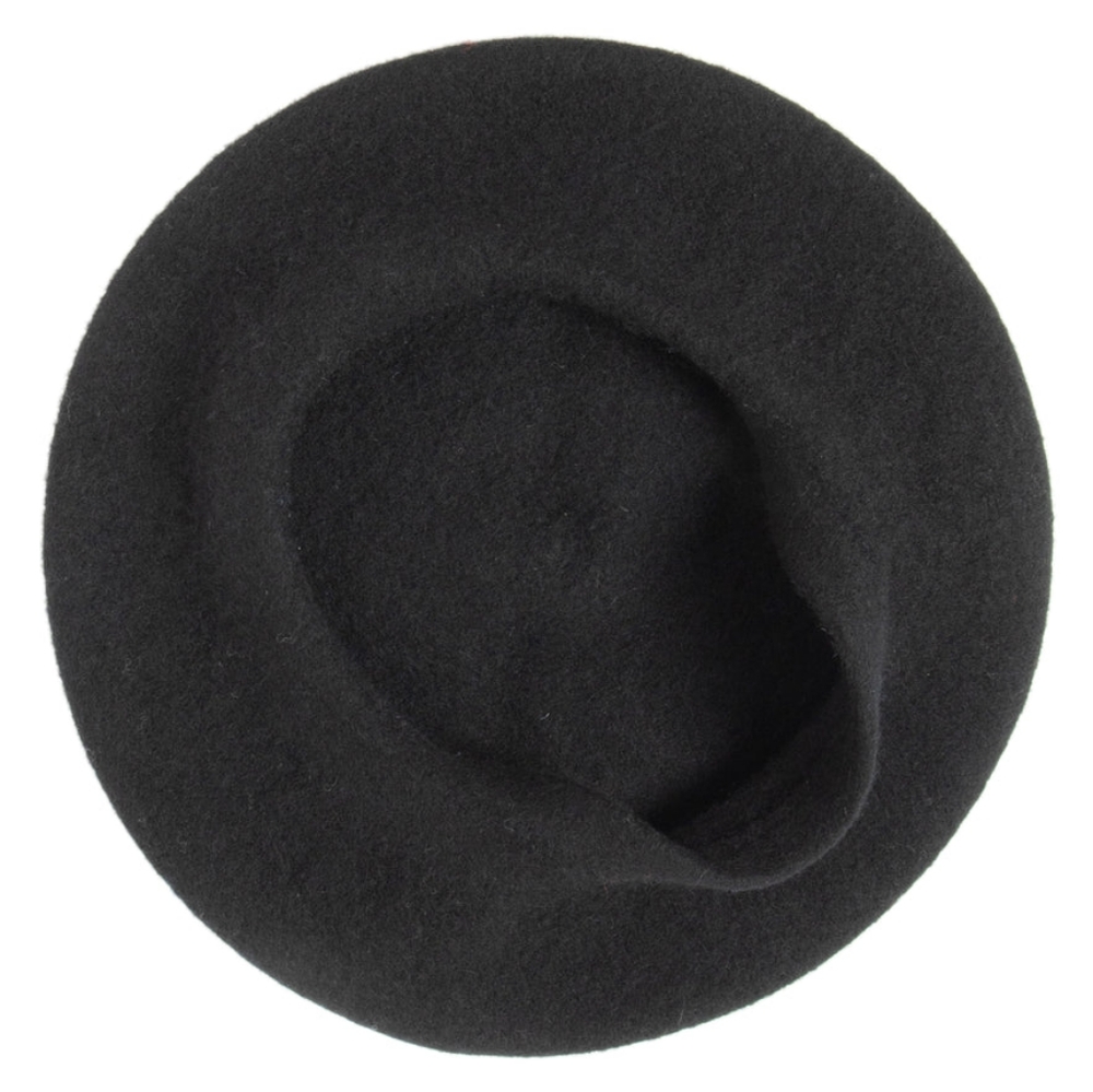 Black Wool Beret Parisian Hat - Picture 9 of 10